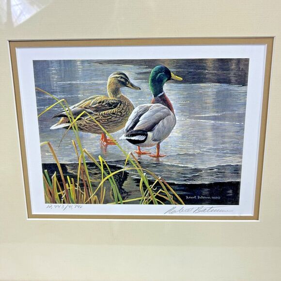 ROBERT BATEMAN 1985 Mallard Duck Pair-Signed/Framed Limited Edition Print+Stamps - Picture 4 of 16